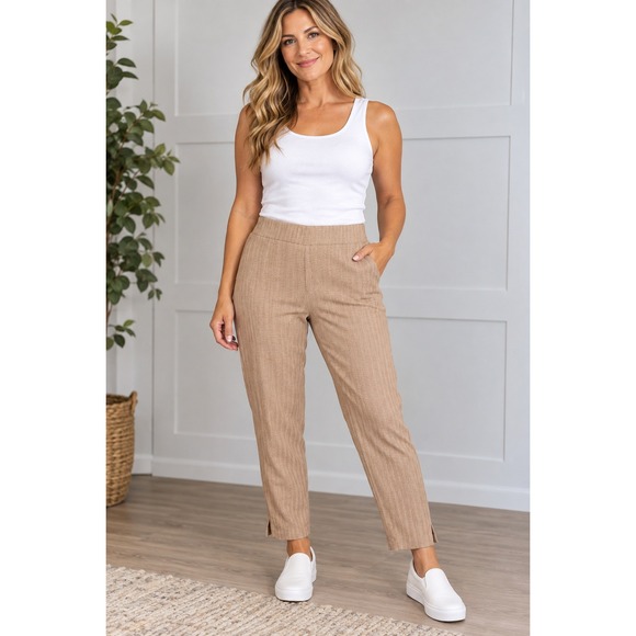 Glyder Pants - 206.  Glyder Women's HB On The Go Ankle Pant Herringbone Mocha Size XL NWT